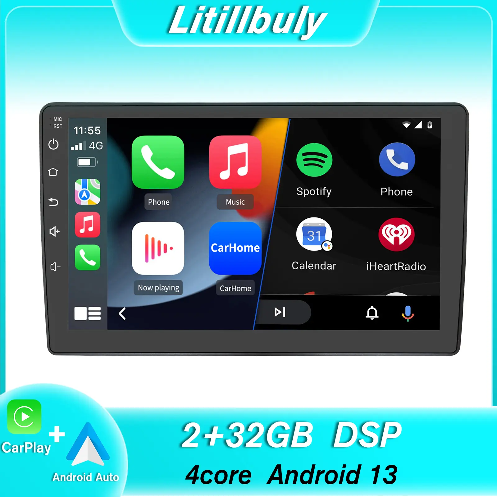 10.1" Android 13 Car Stereo for GMC Chevy Silverado 2007-2013 touch screen has Android Auto Wireless Carplay, Bluetooth WIFI supports GPS Navigation