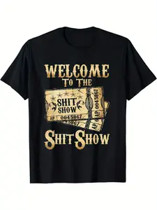 [Funny Graphic T-Shirt] Funny Welcome To The Shitshow Party Drinking Shyt Show T-Shirt |   Men's Short Sleeve Graphic Tee |   220g Black PR Collection