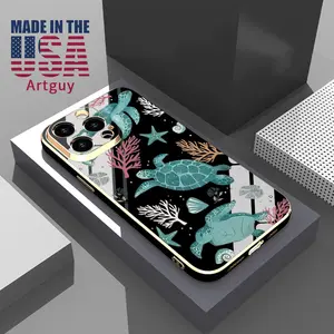Phone case for iPhone 16 Pro Max 15 Plus 14 13 12 11 XR XS Marine Turtle Full Body Protection Shockproof Soft Silicone Cover