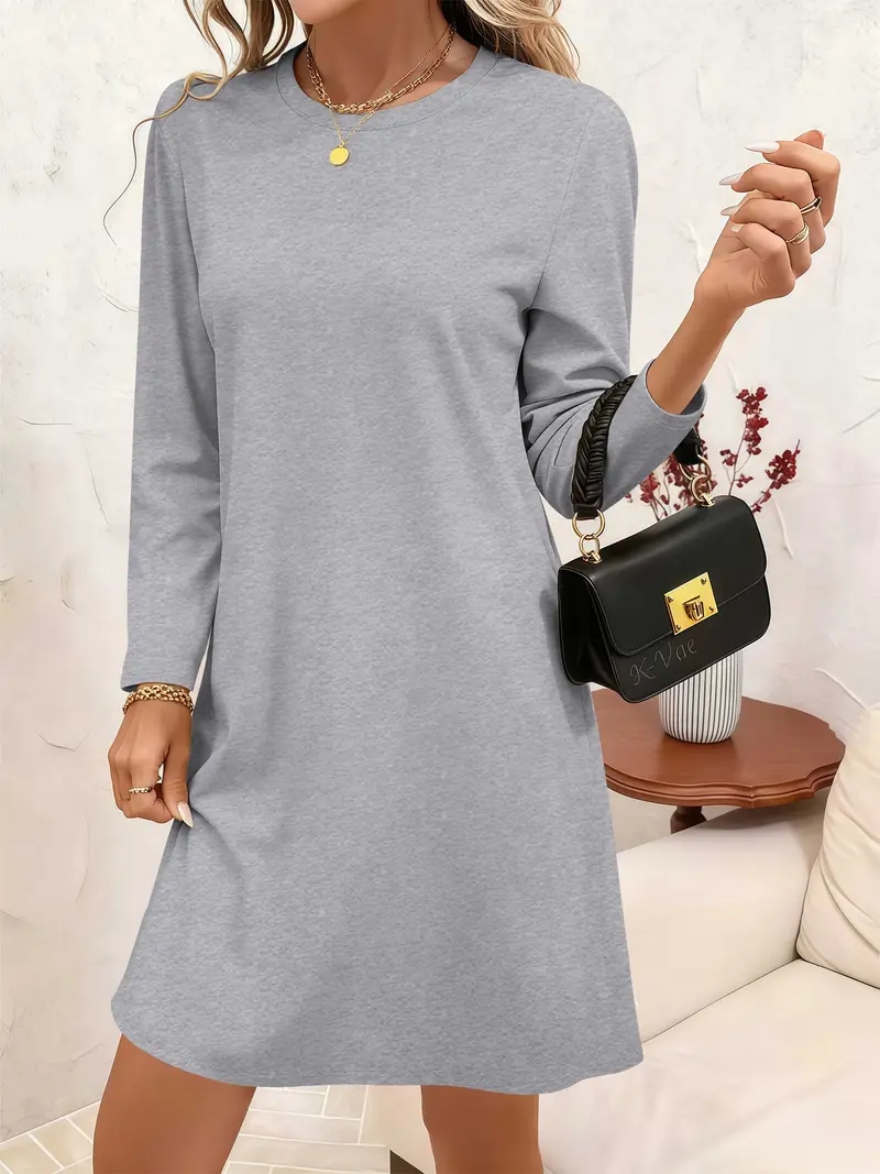 green emerald velvet dress Aphratti Women's Long Sleeve Fall Dresses Casual Basic Crew Neck A-Line Fit  and Flare Skater Dress X-Small Black at Amazon Women's Clothing store main image 1