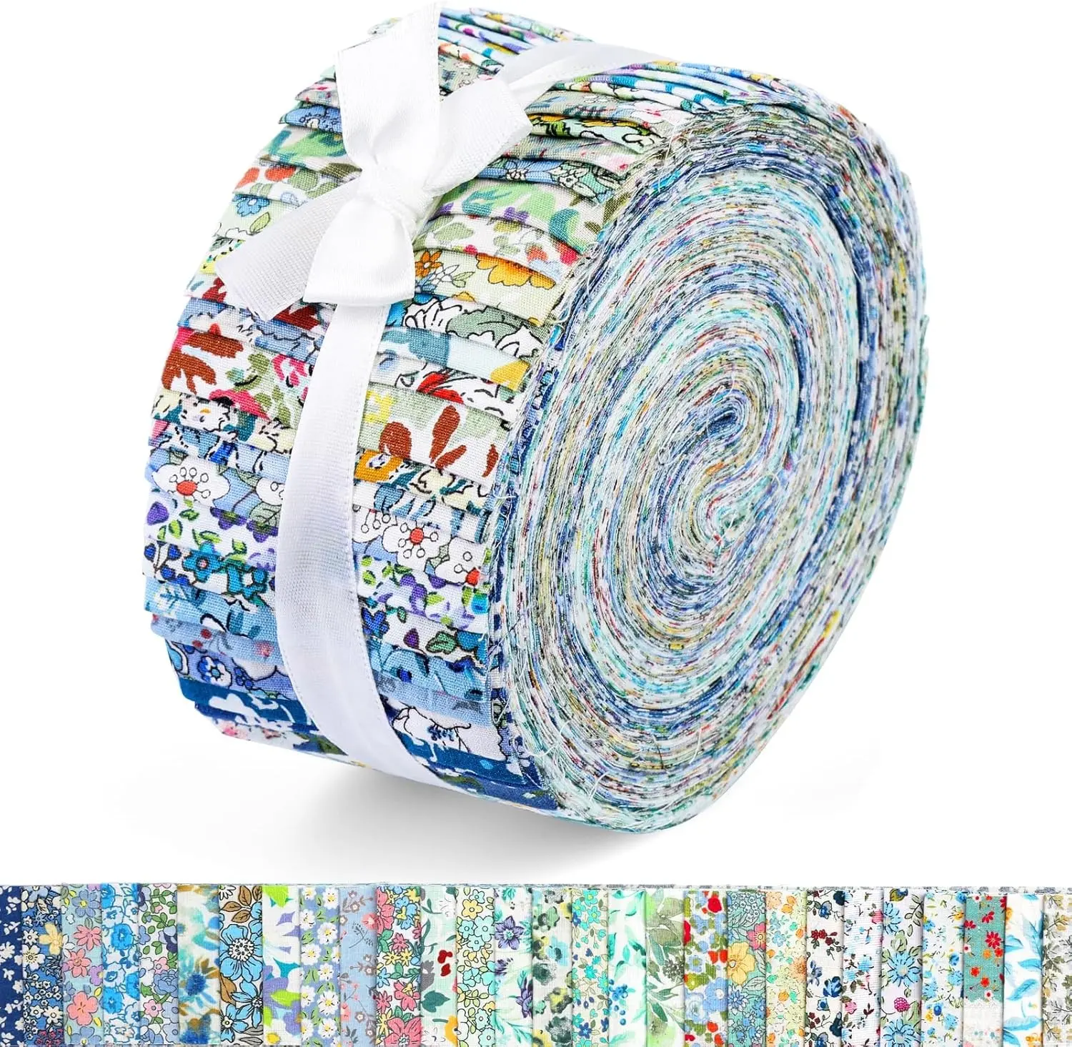 45PCS Fabric Jelly Rolls, Strips Jelly Roll for Quilting Blue | 2.5" x 39.4" Cotton Jelly Roll Fabric Patchwork Craft Cotton Quilting Fabric, Plain Weave Cotton for Sewing Project