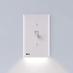 2 Pack -  SwitchLight - LED Night Light - For Single-Pole Light Switches -  Plate With LED Night Lights - Adjust Brightness - Auto On/Off Sensor - (Toggle, White)