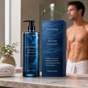 Ocean Body Wash 300ml Sea Salt Shower Gel Oil Balancing Cleanse Marine Scent Smooth Feel Daily Bath Care Pump Bottle for Women and Men