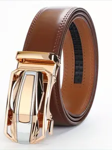 Stylish Leather Ratchet Belt Adjustable Auto Buckle Strong Alloy Clasp Premium Leather Perfect for Business Casual Wear Easy to Use Great for Any Occasion Including Valentines Day