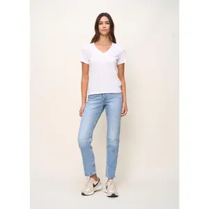The V - Neck Tee in True White for Women Cotton Fit