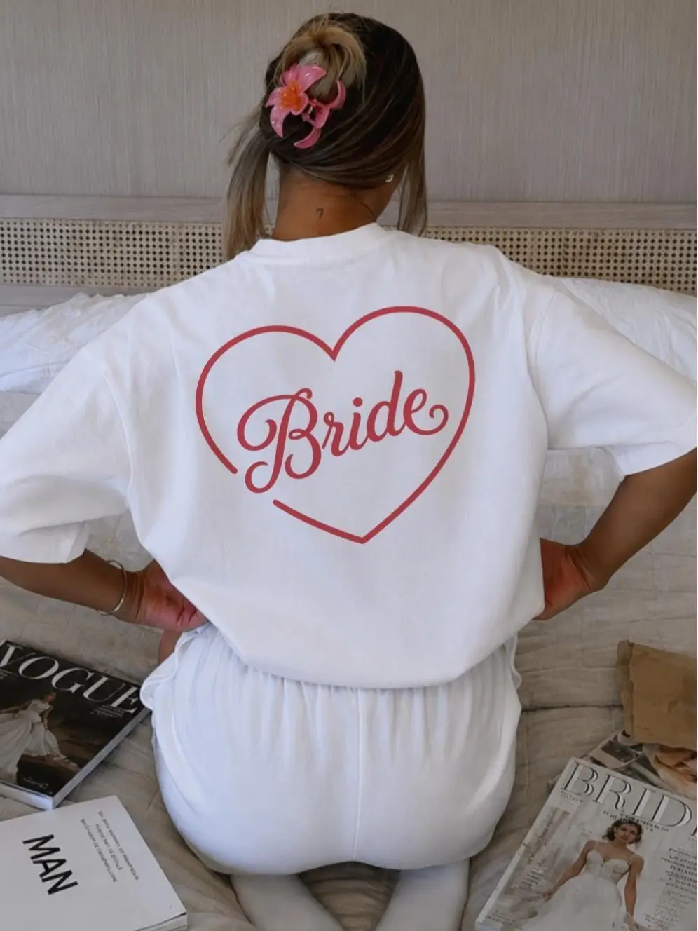 Bride Heart Back Print T-Shirt, Bride Era Tee, Bachelorette Party Shirt