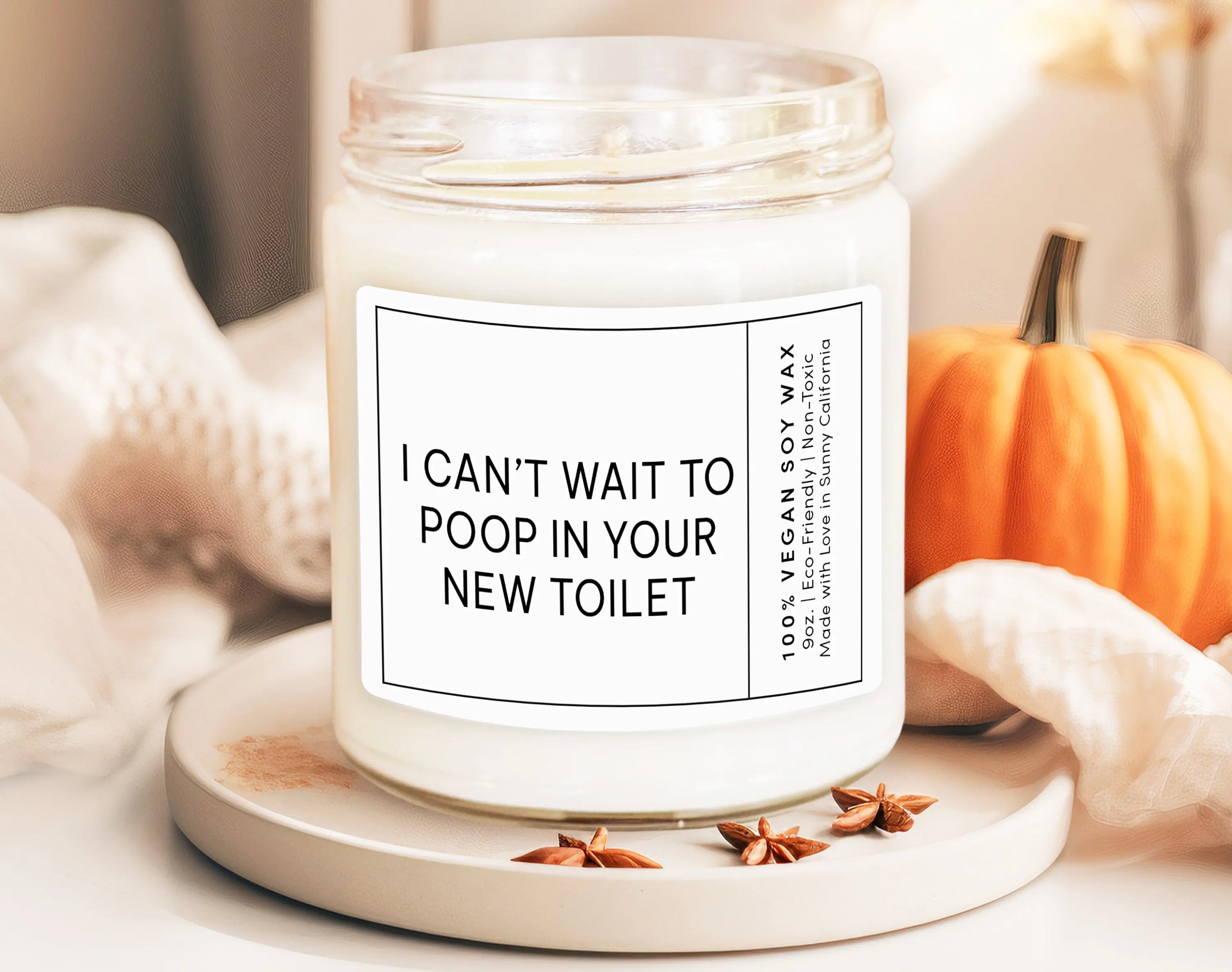 I Can't Wait To Poop In Your New Toilet Candles, Homeowner Gift, Christmas Candles, Housewarming Moving Gift, Bathroom Candle, (C-10HOU) Decor Glass