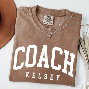 Comfort Colors Custom Coach Shirt, Personalized Coach Shirt With Name, Game Day Shirt For Coach, Cheer Coach Shirt, Retro Coach Gift