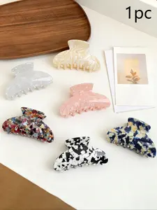 Vintage Elegant Acetate Marble Floral Oval Hair Claw Clip, Versatile High-End Style for Daily Use and Parties, Back of Head Bun Holder, Flower Hair Clips