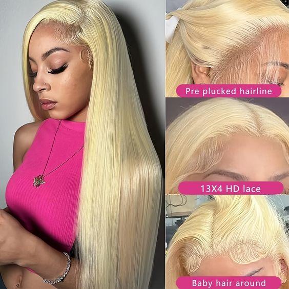 Bling Hair Brazilian 180 Density 613 Blonde 13x6 Lace Frontal Wigs HD Human Hair Wigs For Women 13x4 Transparent Lace Frontal Pre pucked Straight Human Hair Wigs On Sales