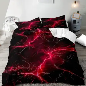 Lightning Pattern Bedding Set, 2/3 Counts Including Duvet Cover & Pillowcase, Soft Comfortable Bedding Set for Home Bedroom