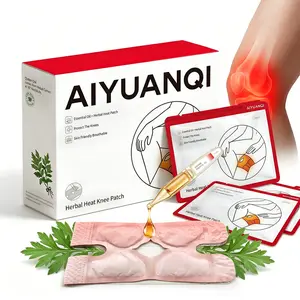 AIYUANQI Natural Soothing Herbal Joint Relief Patches - Ginger Mugwort Hot Compress, Deep-Penetrating Oil, Instant Heat, Organic Cotton, 4-Patch Pack, Targeted Ergonomic Fit for Knee Relief & Evening Stiffness, Aromatherapy-Heat Therapy Fusion