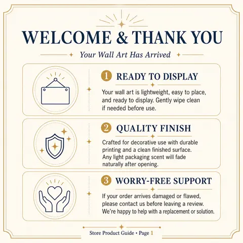 Printed Metal Plaque Sign & Canvas Poster with After-Sale Instructions Manual, Printing Home Decor Wall Art for Bedroom Room Decorations