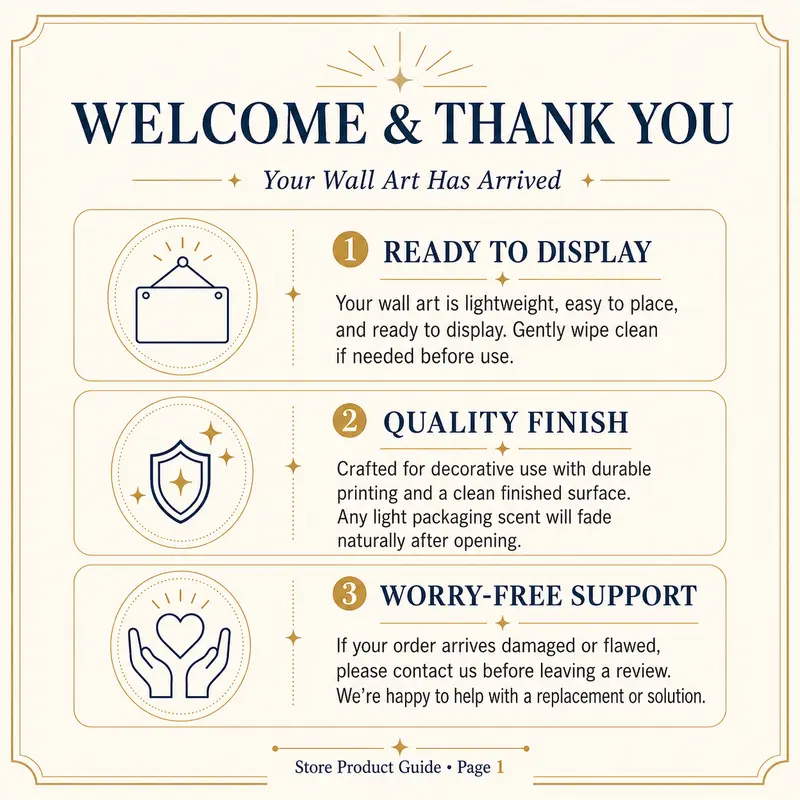 Printed Metal Plaque Sign & Canvas Poster with After-Sale Instructions Manual, Printing Home Decor Wall Art for Bedroom Room Decorations