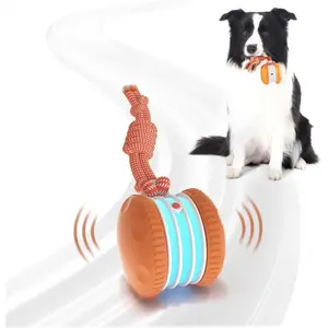 Interactive Dog Toys, Random Path Electric Automatic Moving and Rolling Dogs with Rope for Small Medium Large Dogs, Motion-Activated Dog Stimulation for Boredom Relief (Orange)