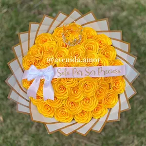 Eternal Rose Bouquet 40ct- Ramo de Rosas Amarillas Rosas Eternas- Sash Can Be Personalized