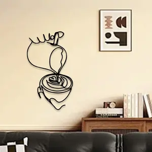 1pc Minimalist Coffee Cup Metal Wall Art, Minimalist Coffee Cup Statue Mural, Perfect for Breakfast Nook, Coffee Corner, Simple Wall Decor, Modern Decor, Ideal Gift for Minimalists,Perfect For Halloween/Christmas/Easter decor.