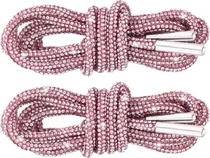 1 Pair Rhinestone Shoe Laces, Round Glitter ShoeLaces for Sneakers, Crystal Bling Diamond Rope Shoe Strings