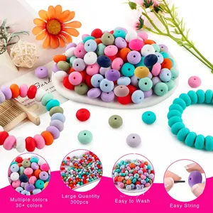14mm Silicone Beads Kit, 50pcs/set DIY Jewelry Making Supplies for Bracelet Necklace Earrings, DIY Jewelry Making Accessories for Women & Teenager