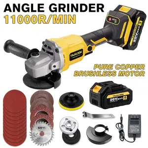 TANLOOK Cordless Brushless Portable Tool 11000RPM Angle Grinder for Dewalt 20 Volt Batteries with Multiple Blades for Cutting, Grinding and Polishing