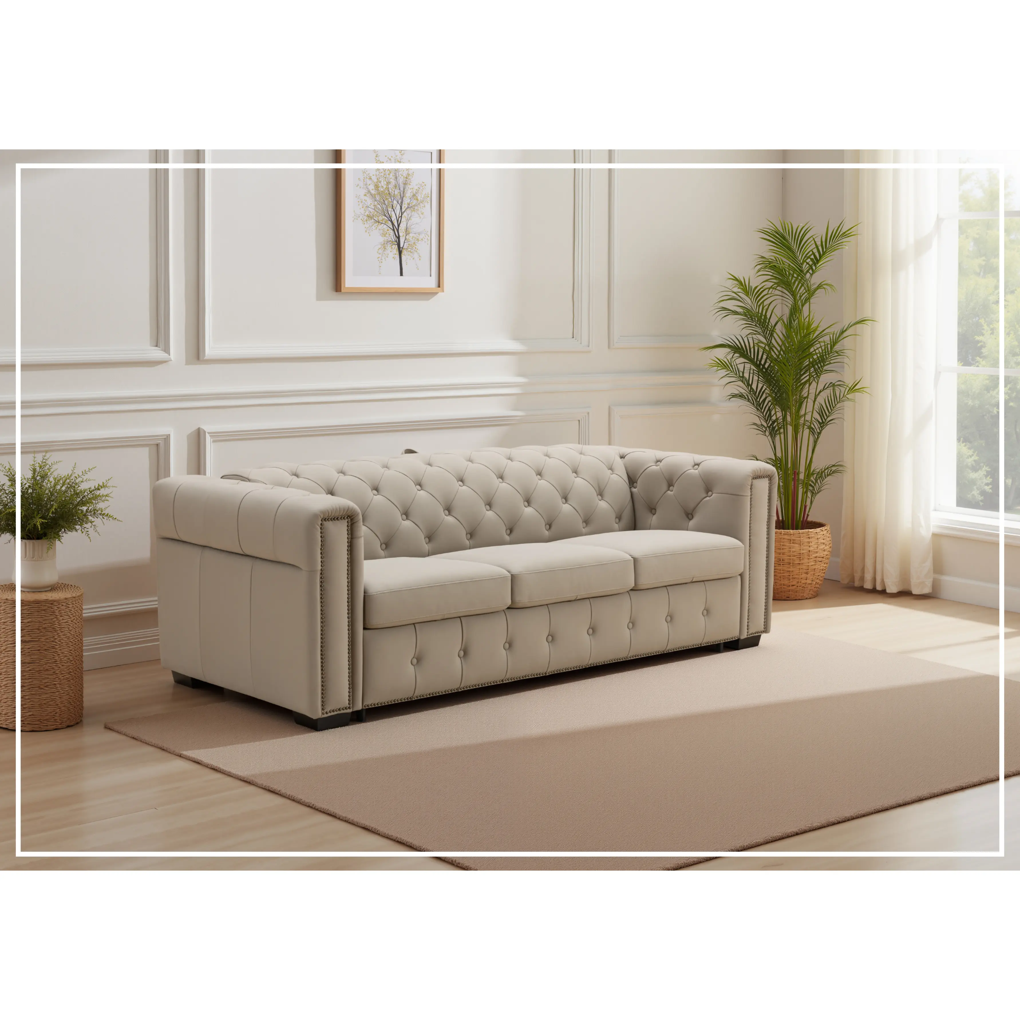 Kathy Ireland Leather Callas 3-Seater Leather Queen Sleeper Sofa