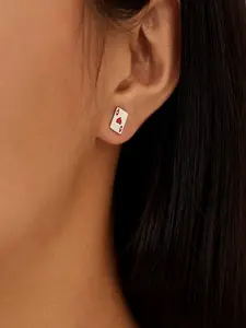 Stainless Steel cute poker card Ace of Hearts/Clubs design Stud Earrings, Trendy Fashion Accessory, Perfect Gift for Stylish People, All Seasons