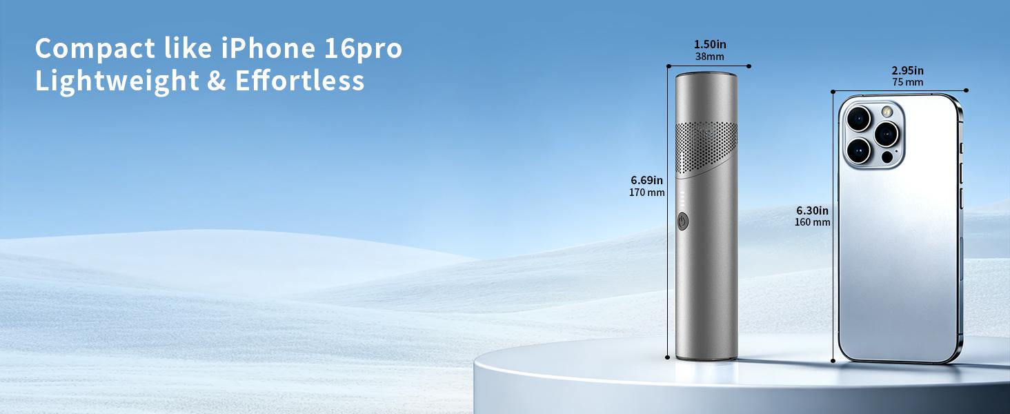 2-in-1 Lithium Ion USB-C Recharge High Velocity Handheld Pocket Fan - Cylindrical Eco-Friendly Magnetic Metal Fan, Built-in LED Light, 8 Speeds, 10H Runtime, 19000 RPM Turbo Boost, Rotatable Head, Lightweight, Stay Cool for Hiking (Deep Black), Outdoor Ac