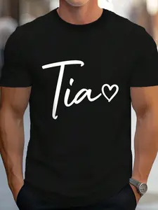 100% Cotton Tia Gifts For Heart Mother's Day Tia T-Shirt Women's Men's Graphic Tee Crew Neck summer vacation Tops