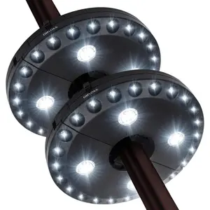 Patio Umbrella Lights Battery Operated (2 Pack) 3 Brightness Modes Cordless 28 LED Lights LED Umbrella Pole Light for Patio Umbrellas, Camping Tents or Outdoor Use