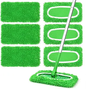 6Pcs Reusable Microfiber Mop Pads Compatible with Sweeper Mop, Replacement Wet Mopping pad Refills & Washable Dry Sweeping Cloths for Surface/Hardwood Floor Cleaning(Mop is Not Included)Deep cleaning of home floors / Easy-to-use mop mats