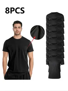 Men's Quick-Dry Gym T-Shirt Set, Athletic Workout Clothing, Fitted Short Sleeve Round Neck, Breathable Polyester, Ideal for Running and Casual Wear