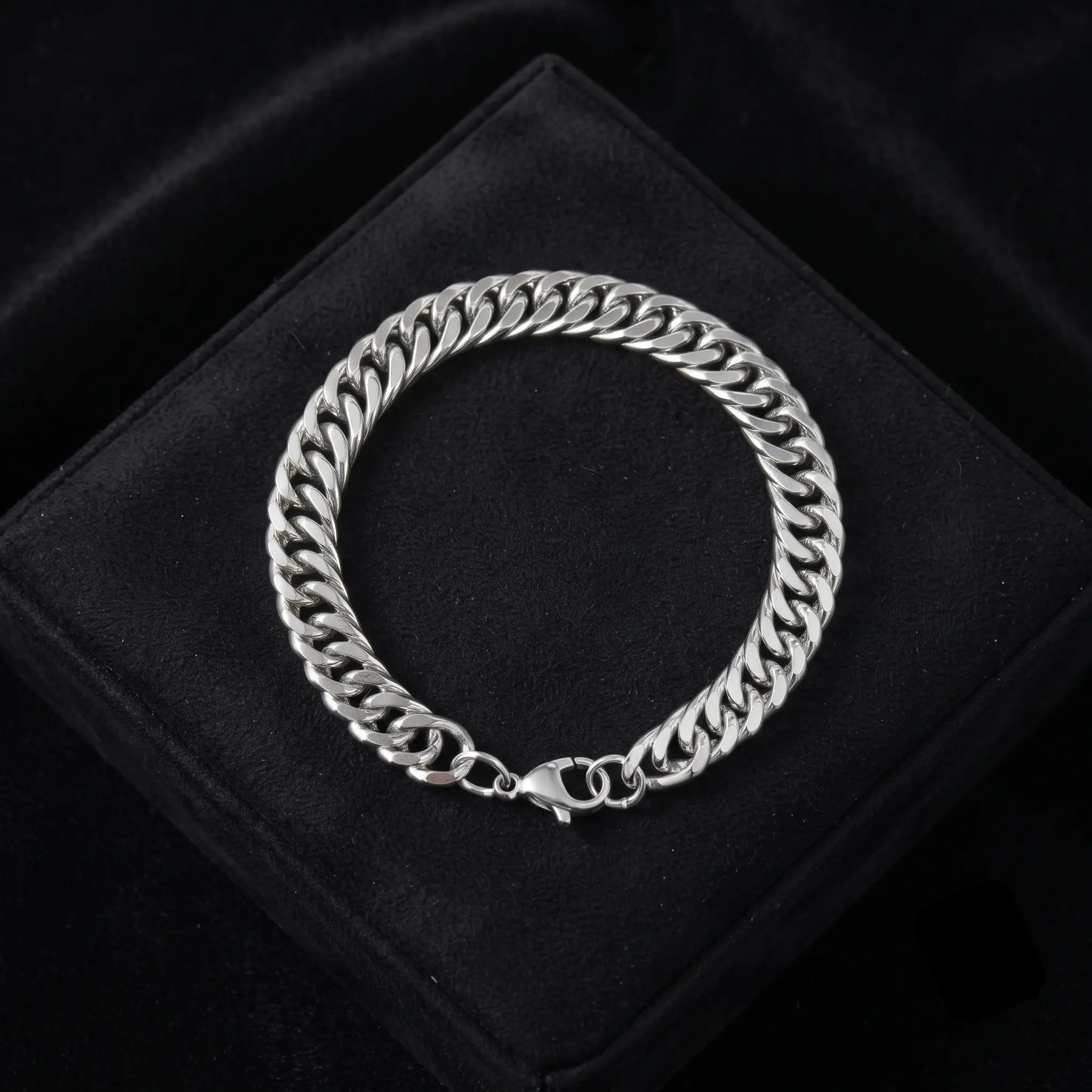 925 Silver Vintage Heavy Industry Cuban Chain Bracelet, Versatile Street Style Plain Chain for Frenulum Piercing Accessories