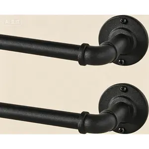Heavy-Duty Wrap Around Curtain Rod Set, Blackout Window Treatment for Indoor and Outdoor Use, 5/8 Inch Diameter Adjustable from 48 to 84 Inches, 2-Pack Black Coated Rust-Resistant Rods, Durable for Sun Protection and Privacy