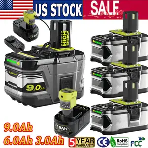 New 2X 8.0Ah For RYOBI P108 One Plus High Capacity Battery NEW Charger 18V Lithiu