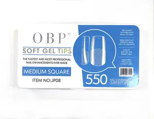 550 Square Gel-x Nail Tips Medium Square for Press on Nails, 11 sizes Full Cover Nail Tips Square Soft Gel Nail Tips False Nails Extension