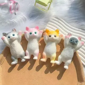 Realistic Hand-Raised Cat Stress Relief Toy, Soft Desk Pet Ornament Gift, Relaxing Squeeze Fun Accessory for Home Decor, Kawaii Squishies