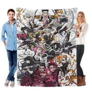 Anime Demon Slayer Flannel Blanket Soft Warm Throw for Sofa Bed Travel Camping Office Chair Lightweight Cozy Gift for Home Use Comfortable Funny Throw Blanket