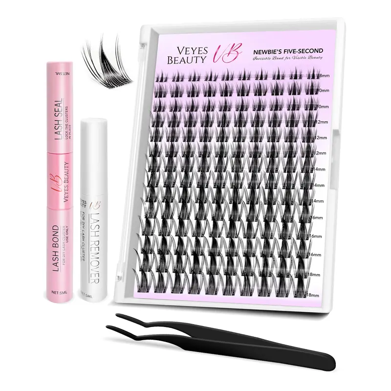 veyesbeauty Manga Lashes Invisible Dramatic Volume Cluster Lashes Individual Lash Extensions Layered Fluffy Eyelashes Lash DIY Makeup- Salon Daily