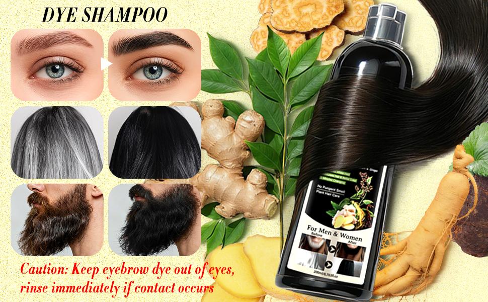 【Spring Glow-Up】200ml 3-in-1 Black Gentle Hair Dye Shampoo Covers Gray Hair Natural Plant Hair Dye Shampoo Convenience Silky Smooth Polygala Multiflora Radiant