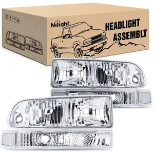 Nilight 1998 1999 2000 2001 2002 2003 2004 2005 Chevy Blazer S10 Headlight Assembly Chrome Case Clear Reflector