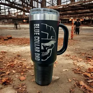 40oz Blue Collar Dad Travel Mug Drinkware Tumbler with Locking lid