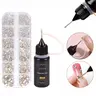 12-Grids Rhinestone Decor Nail Art Glue Set, 1 Set Clear Nail Art Decoration Glue with Glitter Rhinestones, Nail Art & Nail Polish Accessories, Nail Art Supplies, DIY Nail Kit for Women & Girls, Rhinestone Gel, Nail Art Products