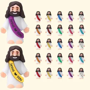 30/60 Pcs Mini Jesus Figures Little Jesus Figures Mini Jesus Statue with Jesus Love You Slogan to Hide and Seek Religious Party Favors Sunday School Baptism Gifts Church Decoration Ornaments Home Decor
