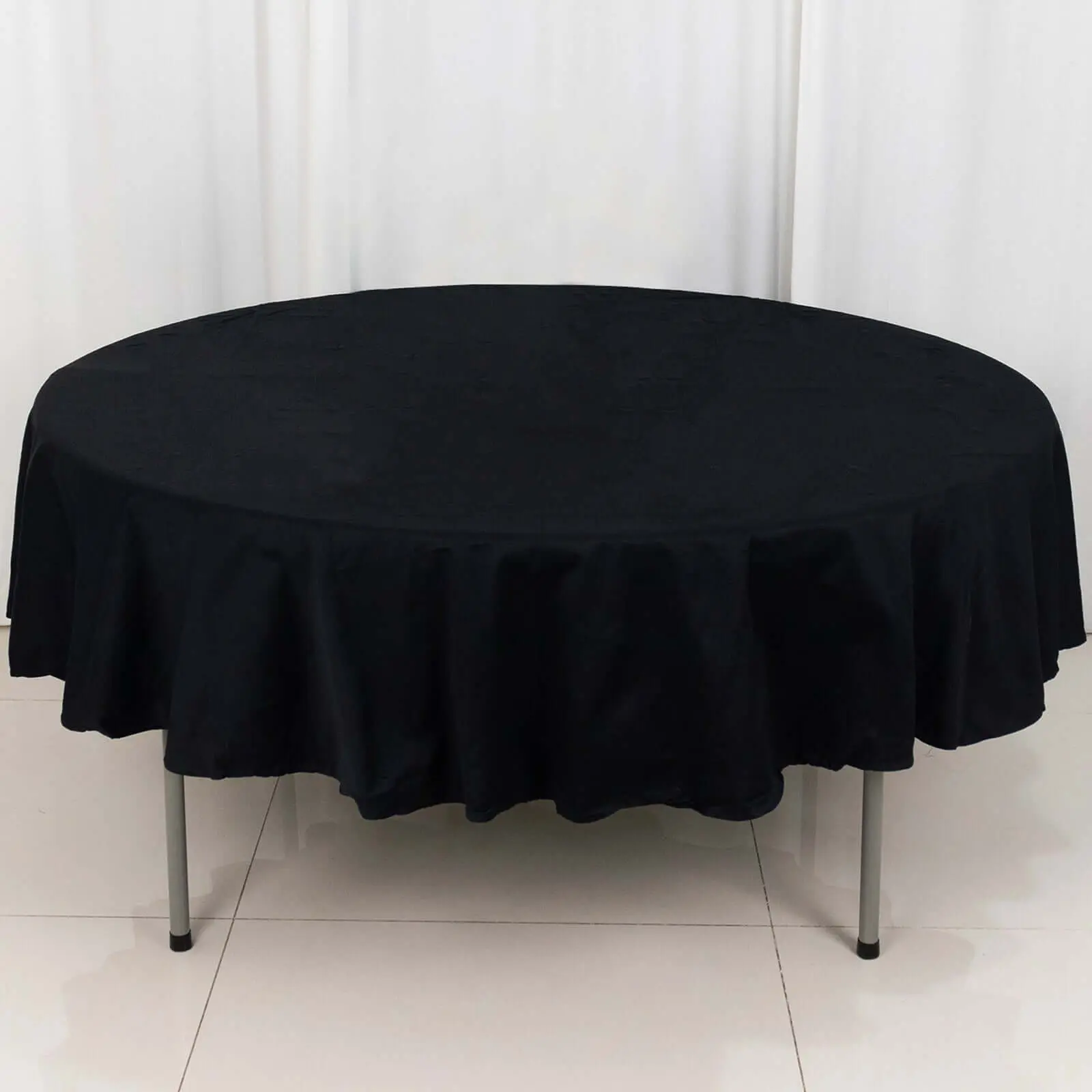 100% Cotton Round Tablecloth, 90in Black Washable Cover - Soft, Breathable Linen-Style Cloth for Wedding, Stylish Outdoor Table Tablescapes