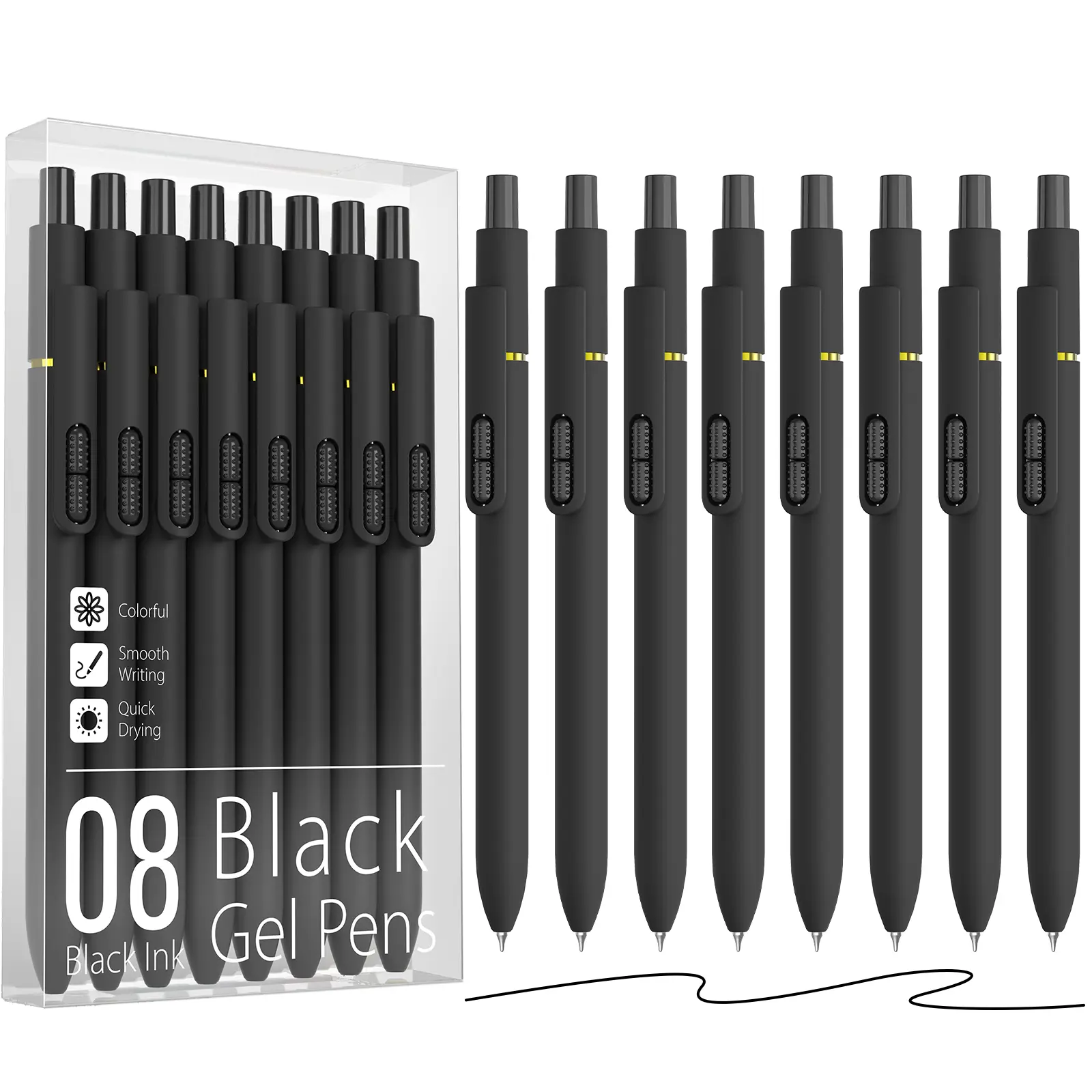 Solid Black Barrel-Black Ink-0.7mm-8Pcs