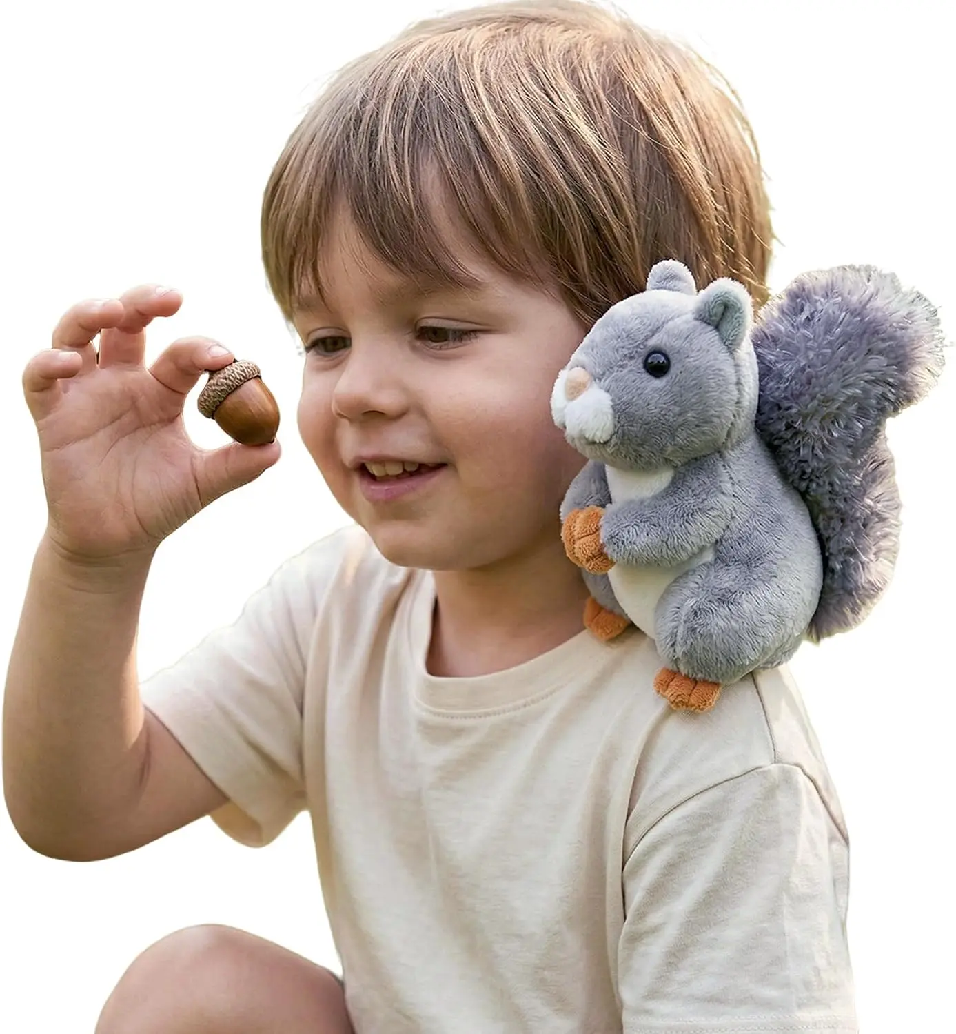Halloween Fall Gift Magnetic Shoulder Squirrel Plush Toy Wearable Mini Plush Forest Stuffed Animal Palm Size Plush Glacial Era Nut Lover Prop Bushy Tail Woodland Princess Friend Fall Party Favor Gift Kids