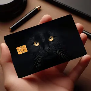 Black Cat Bank Card Stickers Credit Card Sticker Used for EBT, Transportation, Keys, Credit Cards, Debit Cards, Card Skins, Protect Bank Cards, No Bubbles, High Quality, Suitable for Small Chip Cards