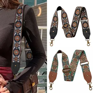 2 Packs Purse Strap Replacement Crossbody Adjustable Bag Strap Retro Jacquard Embroidery Wide Shoulder Strap for Women Handbags