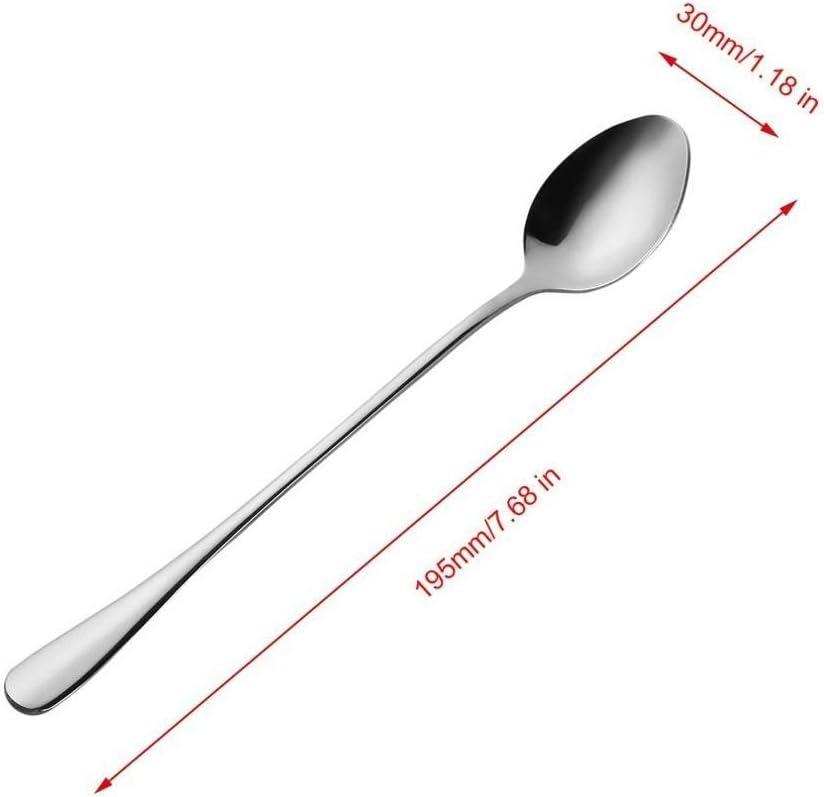 8 PCS Long Handle Spoons, 7.68 Inch Stainless Steel Ice Cream Spoons for Coffee Tea Stirring,Shakes, Dessert