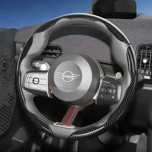 For mini Segmented Carbon Fiber Steering Wheel Cover Sporty Style Non-Slip Comfortable Grip Quick-Install Design All-Season Compatibility For MINI Cooper 3-Door/MINI Countryman/MINI Cooper 5-Door/MINI Cooper Convertible/New All-Electric MINI Aceman/JCW